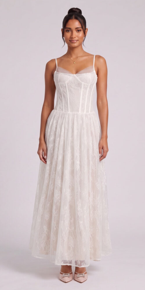 a54375a6804b8cdc WHITE LACE CORSET MIDI DRESS FOR WEDDING GUEST