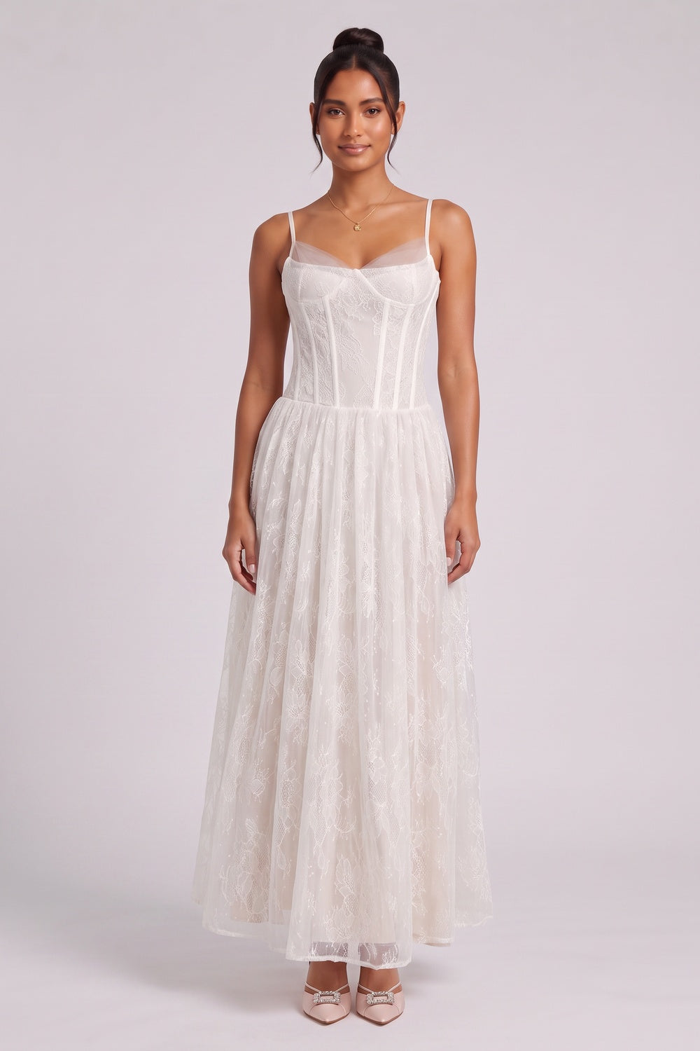 a54375a6804b8cdc WHITE LACE CORSET MIDI DRESS FOR WEDDING GUEST