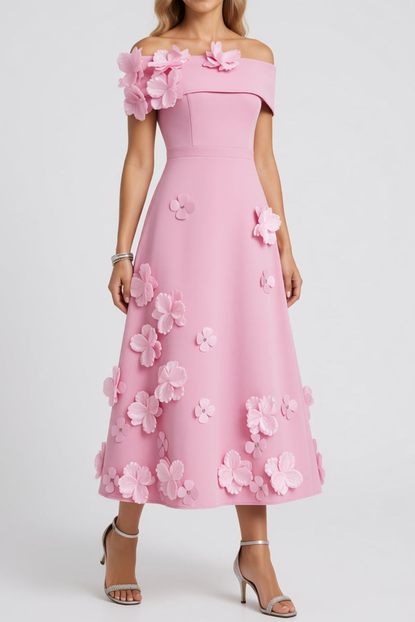 aaa60115e687bb38 LIGHT PINK MATTE A-LINE FLARE EVENING DRESS
