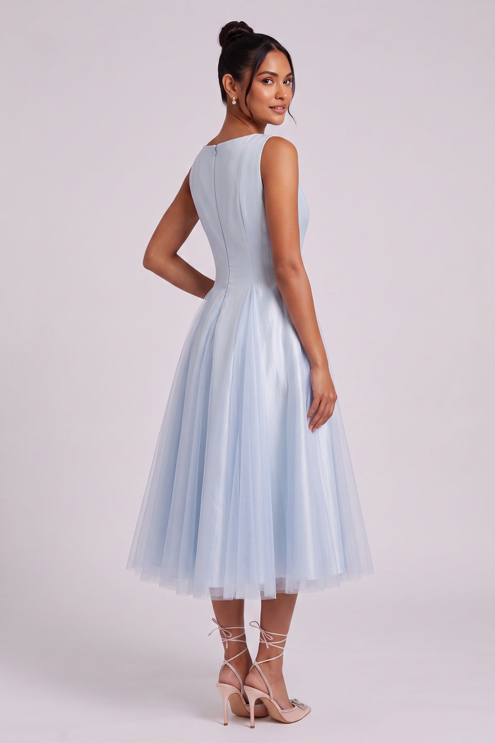 aabd7cf7152d581d LIGHT BLUE SLEEVELESS MIDI DRESS FOR WEDDING GUEST