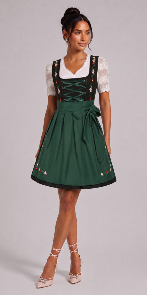 ab86f1da0cc8f626 BLACK FIT & FLARE DIRNDL DRESS SET, WOVEN COTTON BLEND