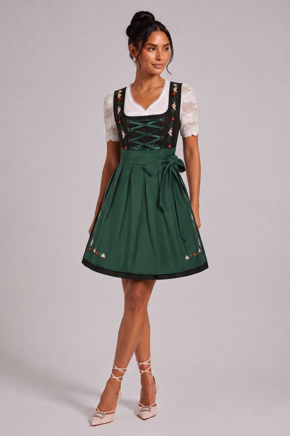 ab86f1da0cc8f626 BLACK FIT & FLARE DIRNDL DRESS SET, WOVEN COTTON BLEND