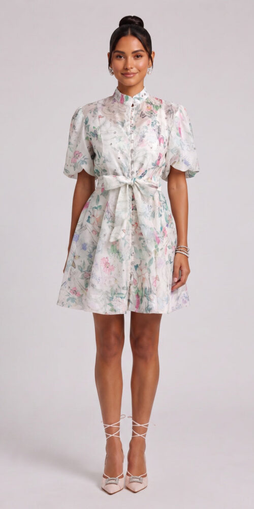ab8eb4610afdd567 FLORAL BELTED MINI DRESS FOR WEDDING GUEST