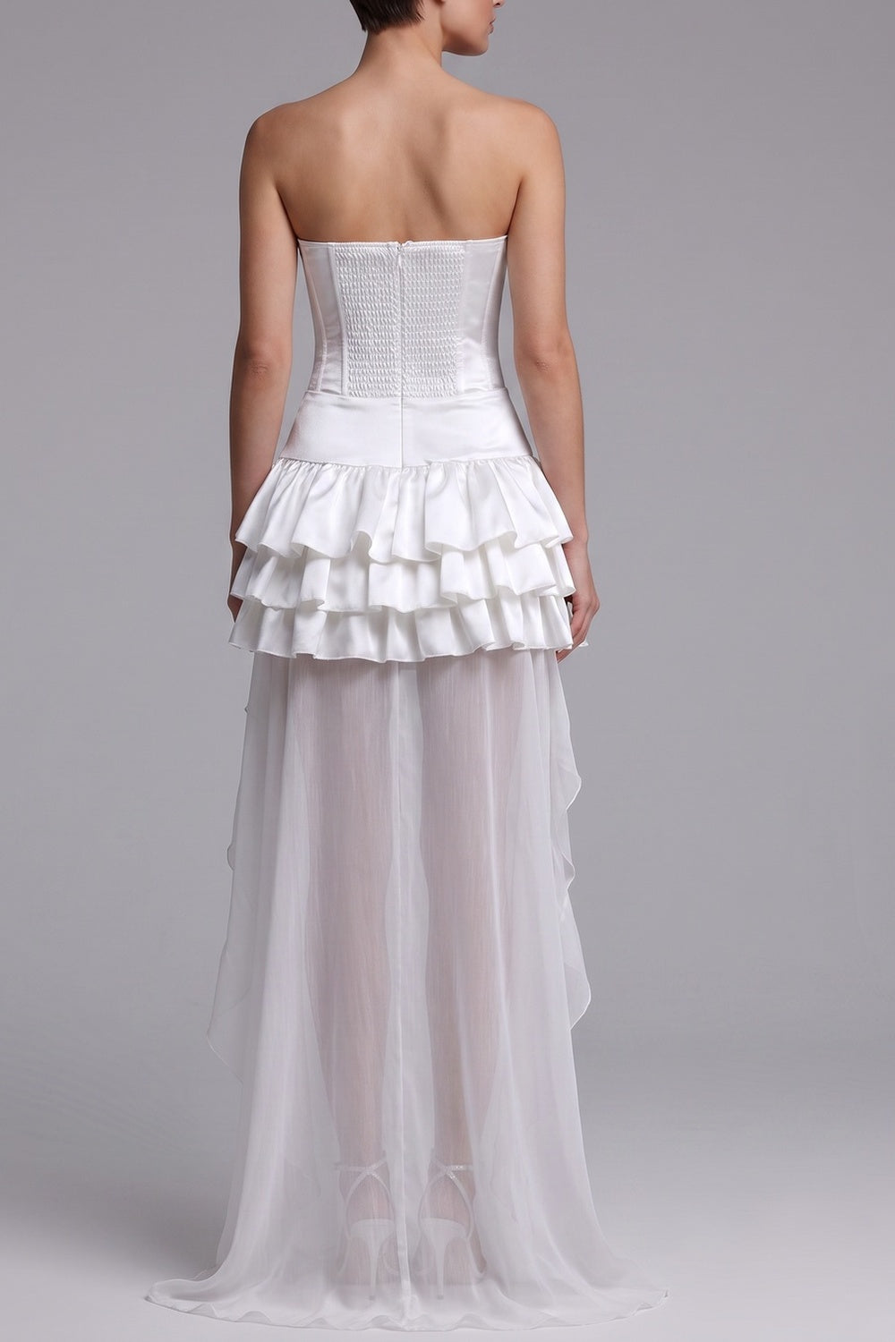 ab971ce5692d9e02 STRAPLESS CORSET HIGH-LOW RUFFLE MINI DRESS
