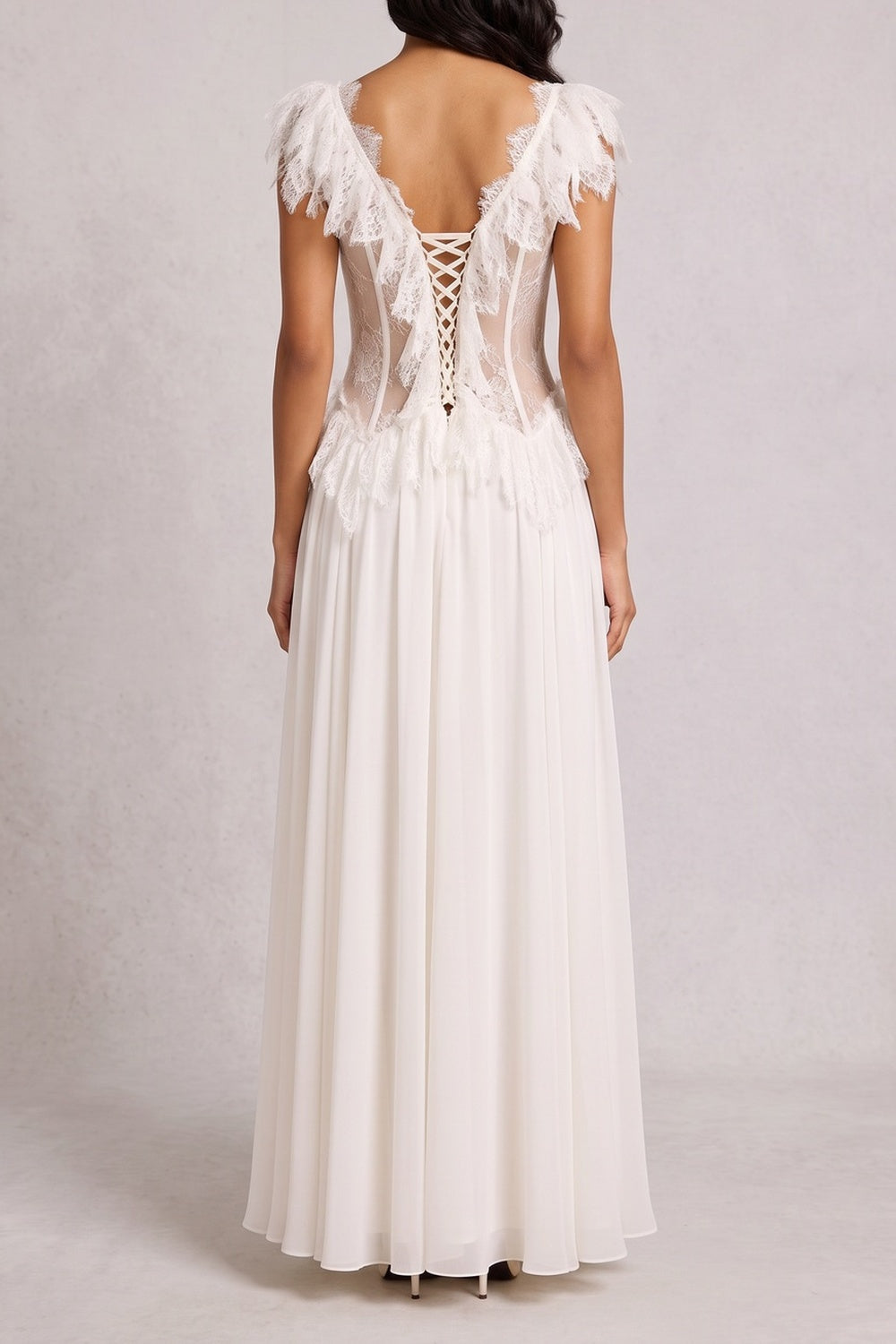 ac52e959603c4bab OFF SHOULDER LACE CORSET MAXI DRESS - WEDDING GUEST