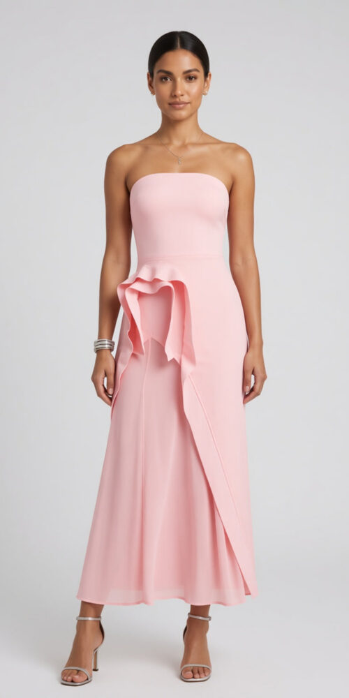 ae3d3e8a9cd3e8a6 LIGHT PINK A-LINE DRESS STRUCTURED BODICE FLARED SKIRT