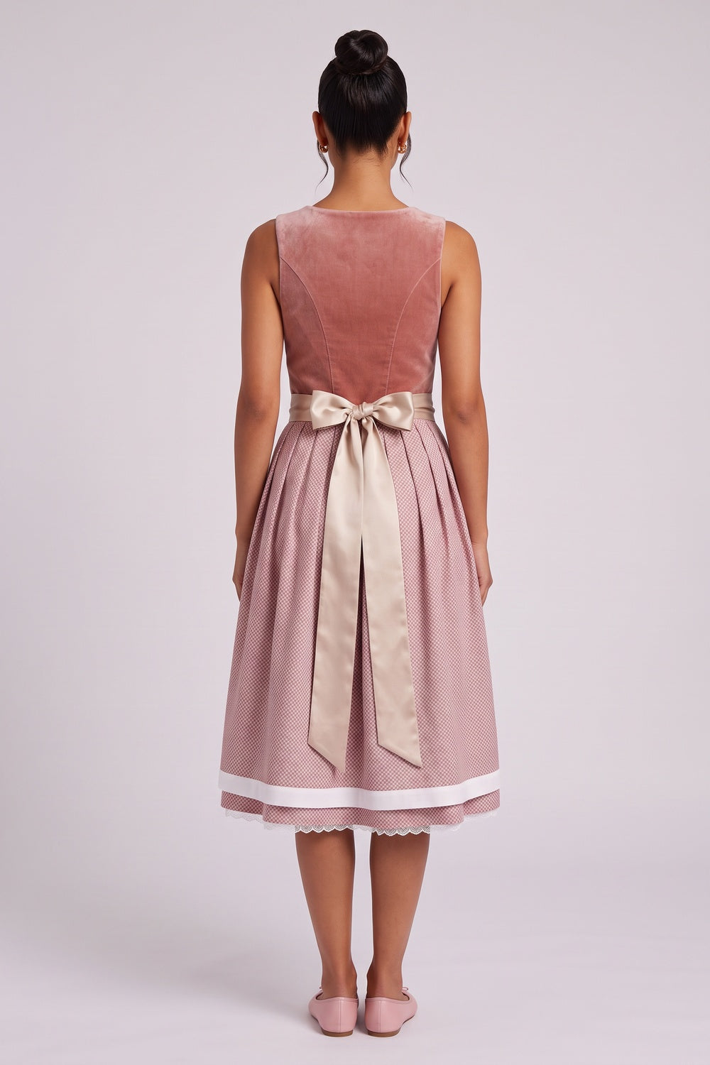 b5dc294437f043c0 DUSTY ROSE VELVET A-LINE DIRNDL DRESS