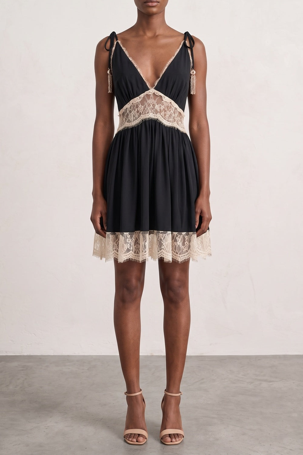 TIE STRAP LACE MINI DRESS | COCKTAIL PARTY