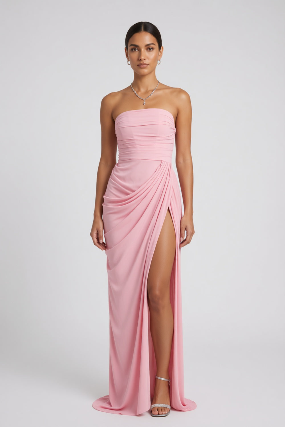 b895b8ca04d1d78f_a490caf8-6a18-424f-b677-2ca41f6ca2c4 PASTEL PINK ASYMMETRIC DRAPE COLUMN EVENING GOWN