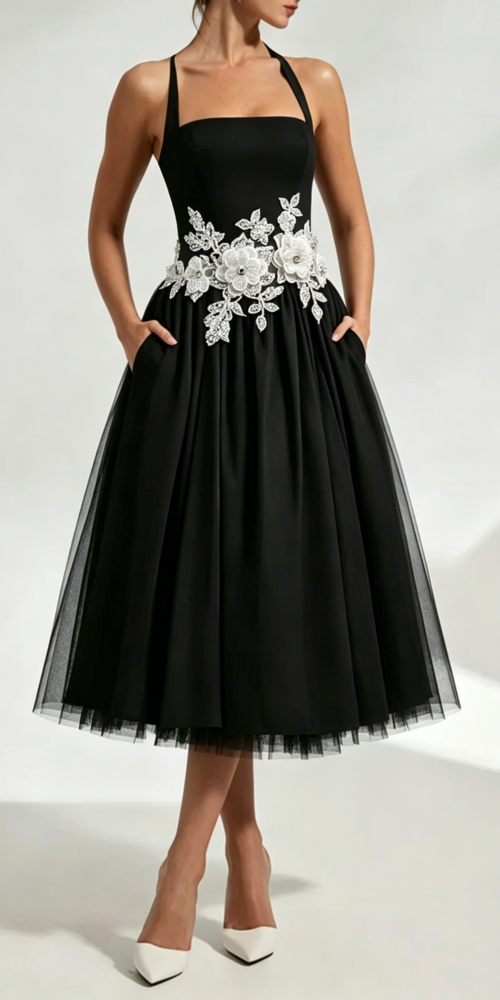 bac77d3668cc0b8174701e89a6336335 LACE EMBROIDERY CRESSIDA MIDI DRESS - BLACK