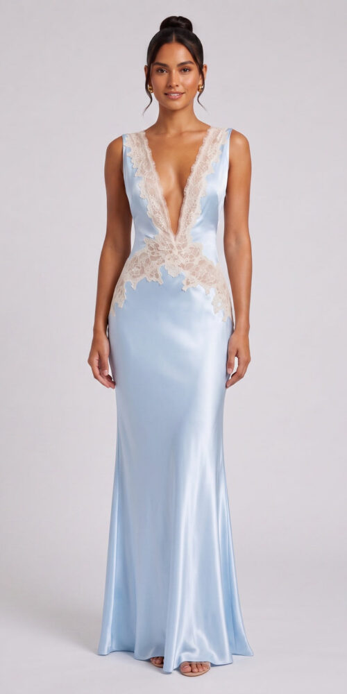 bc5f6dddf1a0e566 LIGHT BLUE SATIN LACE SLIP GOWN FOR WEDDING