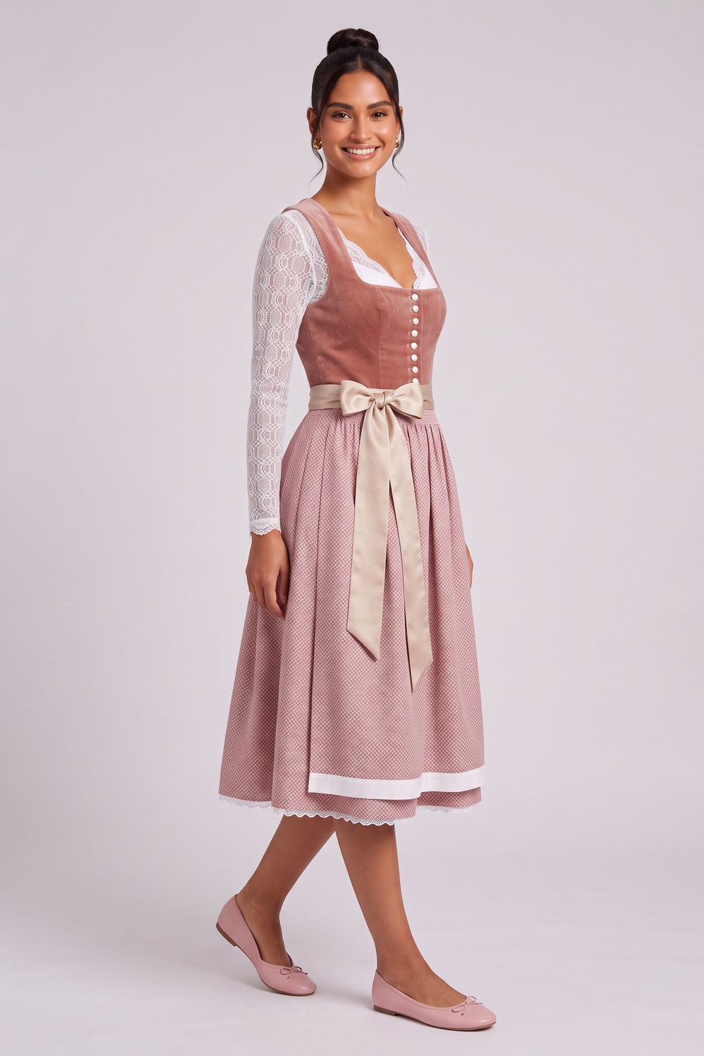 bd6281ef082910bf DUSTY ROSE VELVET A-LINE DIRNDL DRESS