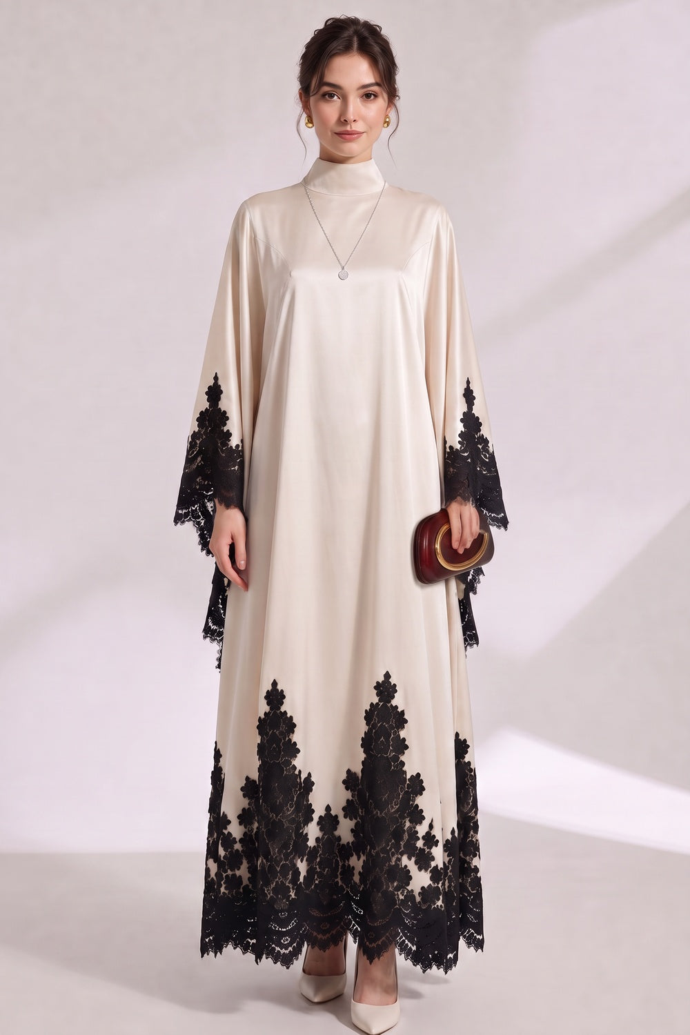 bdcaf8b40f084a9d CREAM SATIN OVERSIZED A-LINE KAFTAN GOWN