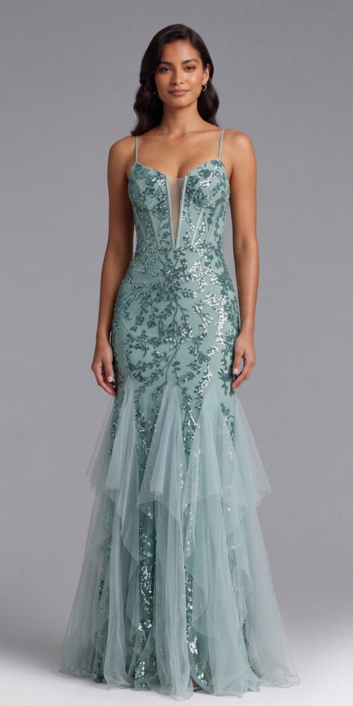 be20bd48cd2be203 SEAFOAM SEQUIN MERMAID EVENING GOWN