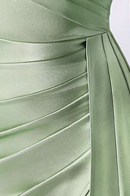 be9e9072b384533e026636574cb7f2d2 SAGE GREEN SATIN WRAP MAXI DRESS HIGH SLIT EVENING