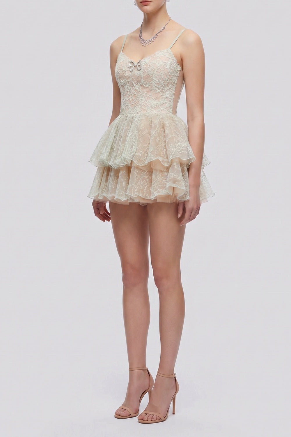 c5851343edbcf0de SPAGHETTI STRAP FLORAL LACE TIERED MINI DRESS