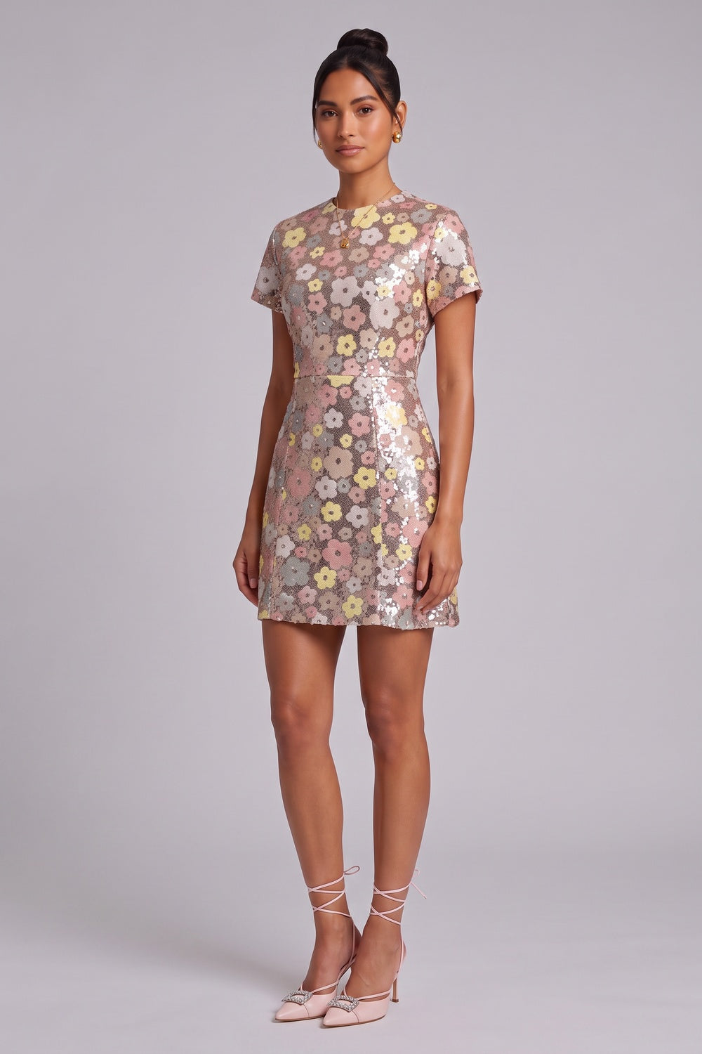 c7f5452b5c375b04_bbabc41e-edc6-462f-a528-161bef41b03a SILVER SEQUIN MESH A-LINE SHIFT DRESS