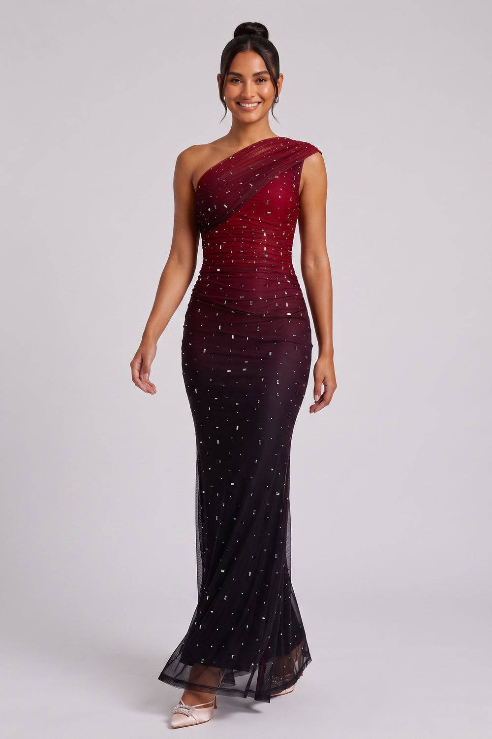 c9d7ef832fc08c04 ONE-SHOULDER OMBRÉ SEQUIN GOWN, FORMAL