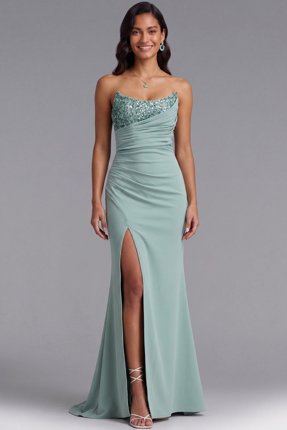 ca1d192ec46d47c6 MINT GREEN ONE-SHOULDER SEQUIN COCKTAIL GOWN