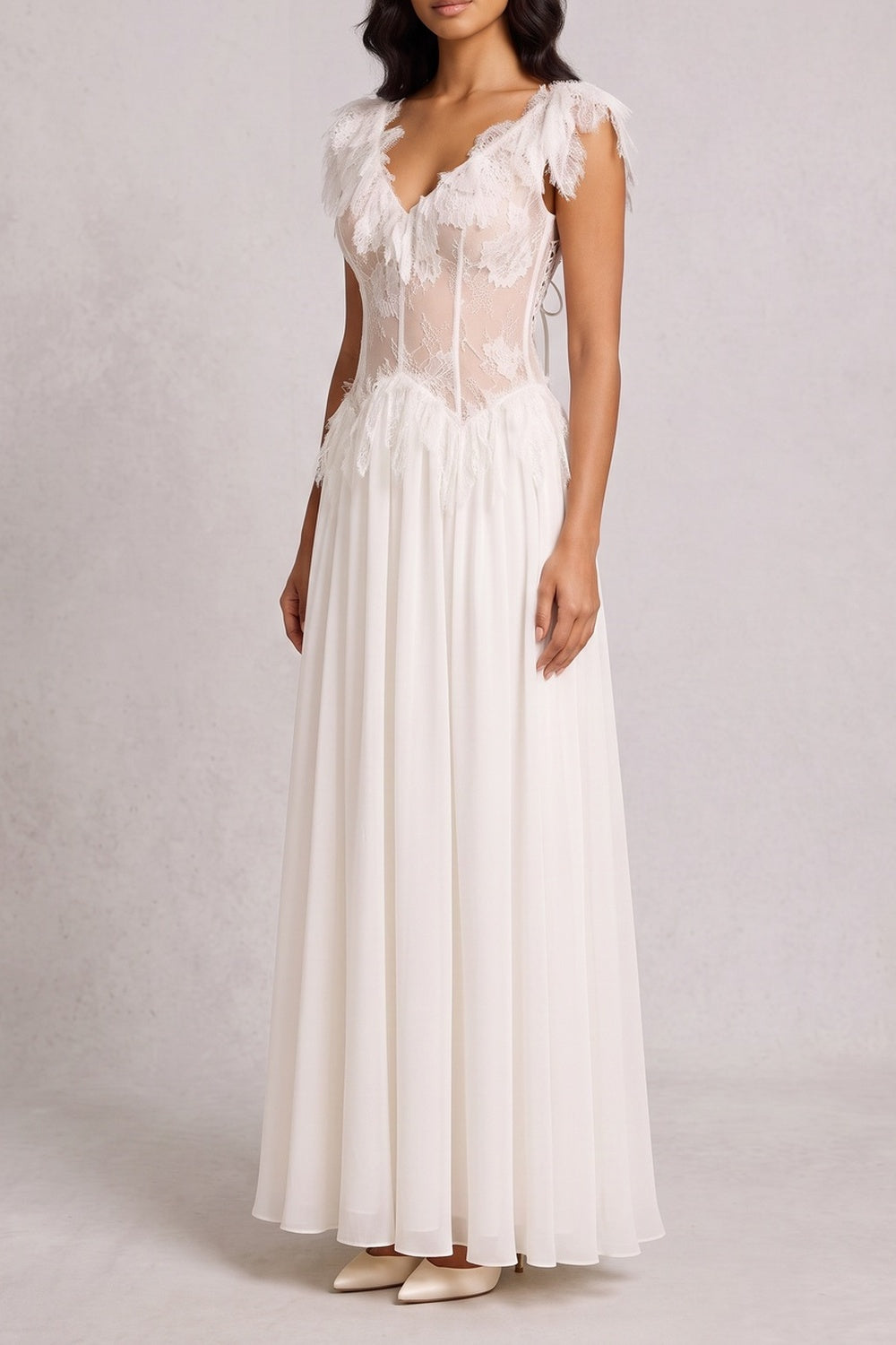 cbacaffca2161cc4 OFF SHOULDER LACE CORSET MAXI DRESS - WEDDING GUEST