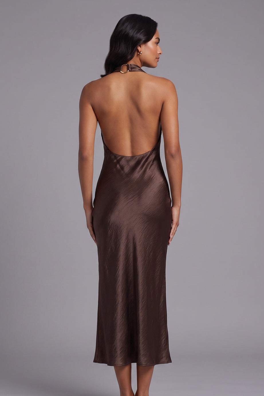 cc23594274a3c1c0 CHOCOLATE BROWN SATIN SHEATH DRESS FOR WEDDING GUEST