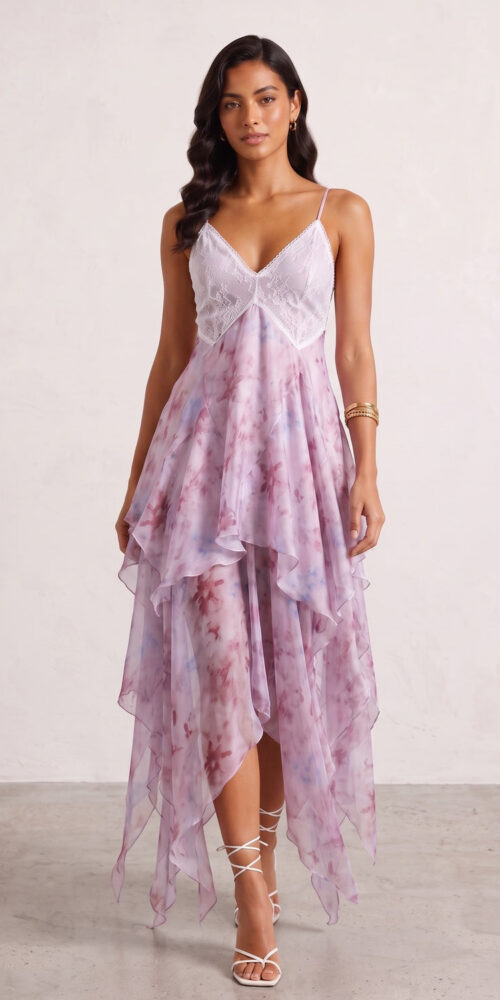 ce8cf1150db37a4a PINK WATERCOLOR FLORAL LACE V-NECK RUFFLE MAXI DRESS
