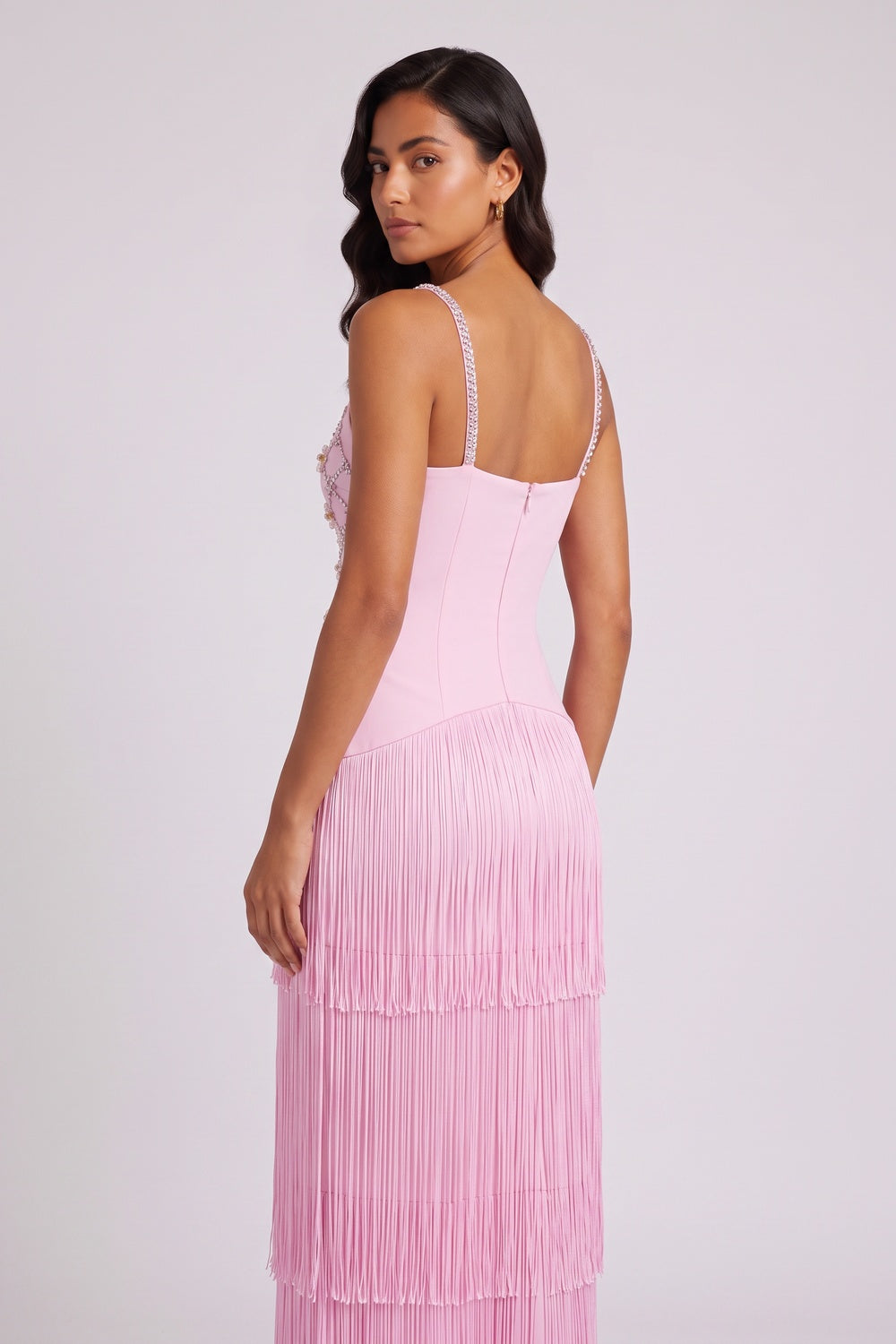 cfed6ece92caf0bd RHINESTONE FLORAL FRINGE STRAP MAXI DRESS