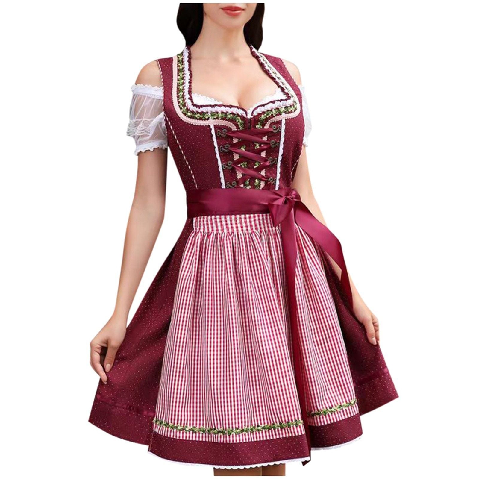 competitor_front WOMEN’S BAVARIAN DIRNDL MIDI DRESS FOR OKTOBERFEST