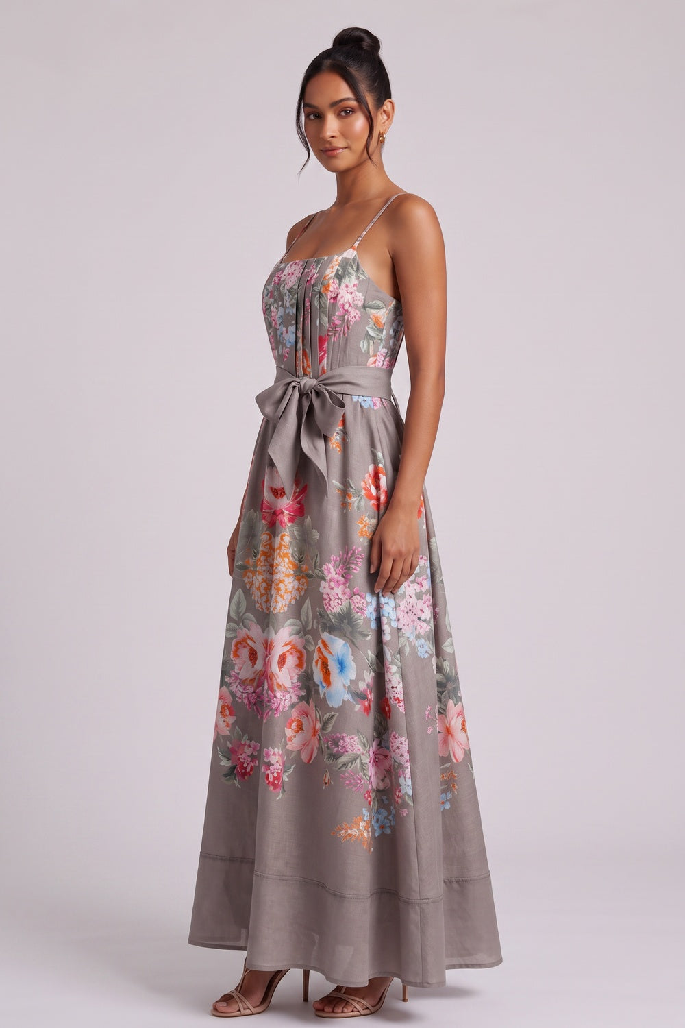 d1ce918d3d211d7b TAUPE LINEN A-LINE FLORAL MAXI DRESS