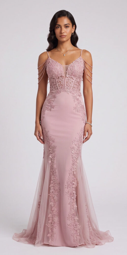 d5c18afe8ef51db7 BEADED LACE CORSET MERMAID TULLE EVENING GOWN