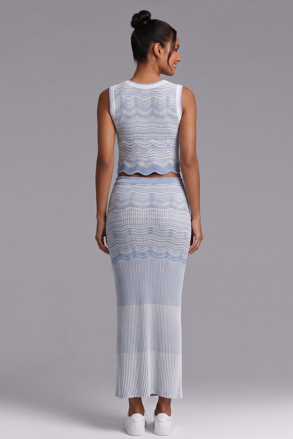 d9ebba3febfe5b65 WAVY-KNIT CROP TOP & MIDI SKIRT SET