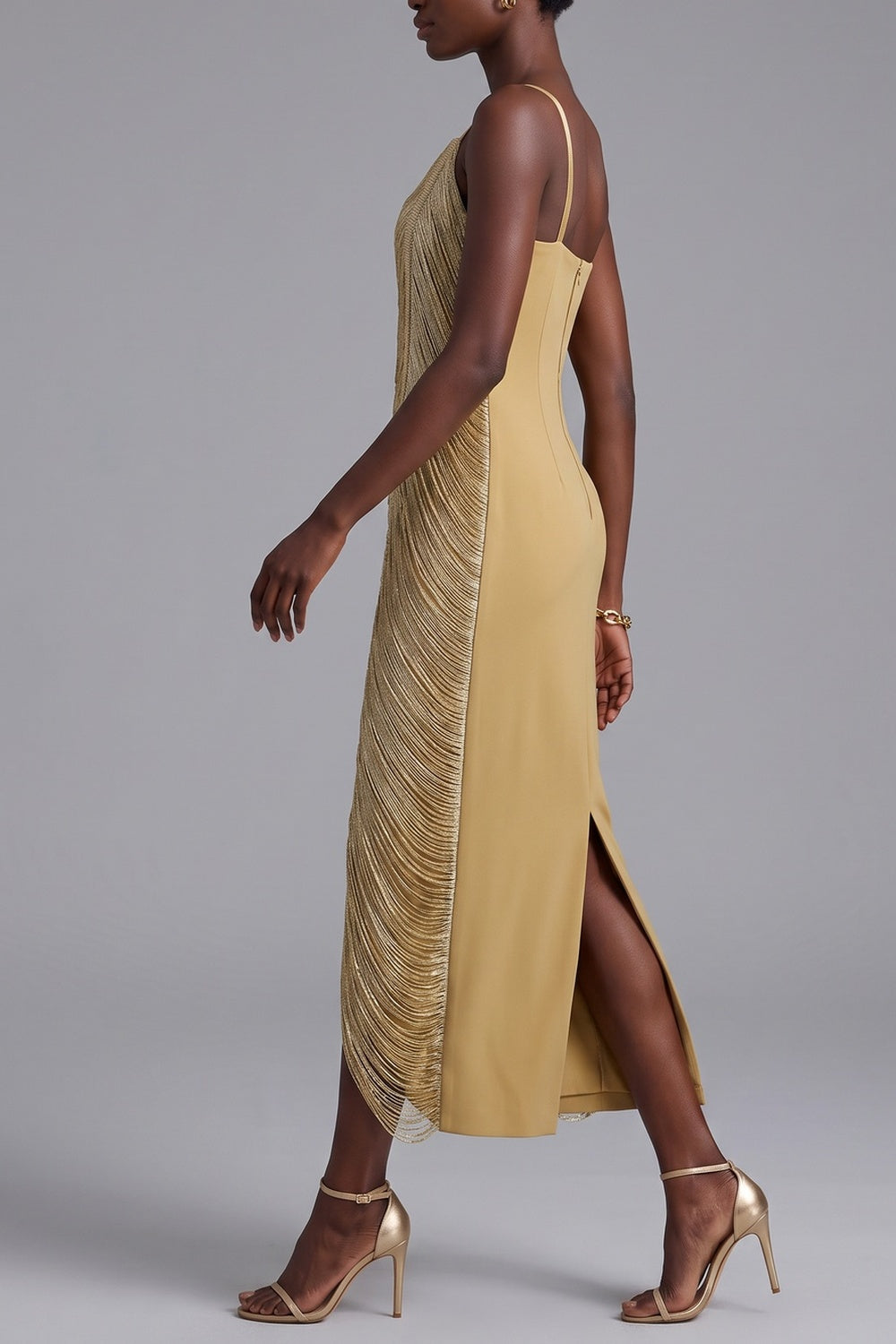 db0aac3e891db22c ONE SHOULDER METALLIC RUCHED MIDI DRESS
