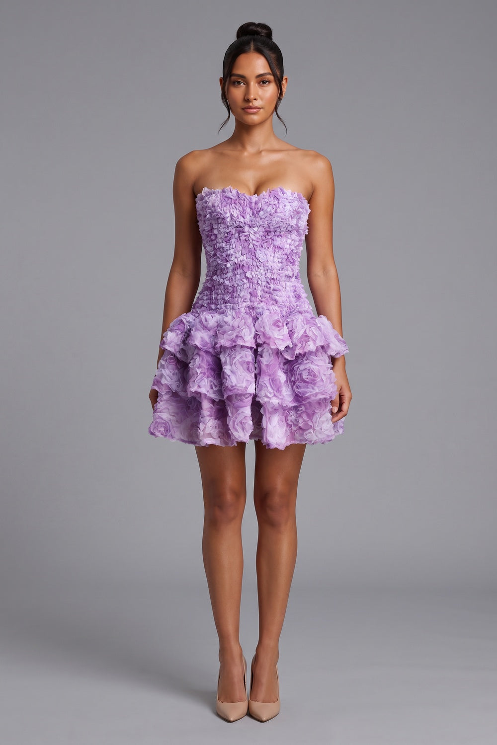 dc0e81750a4800cd LAVENDER ORGANZA FIT & FLARE MINI PARTY DRESS