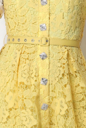 dd22c824bd303eba0cfb6db2c6f6094b YELLOW LACE A-LINE MIDI DRESS FOR WEDDING GUEST