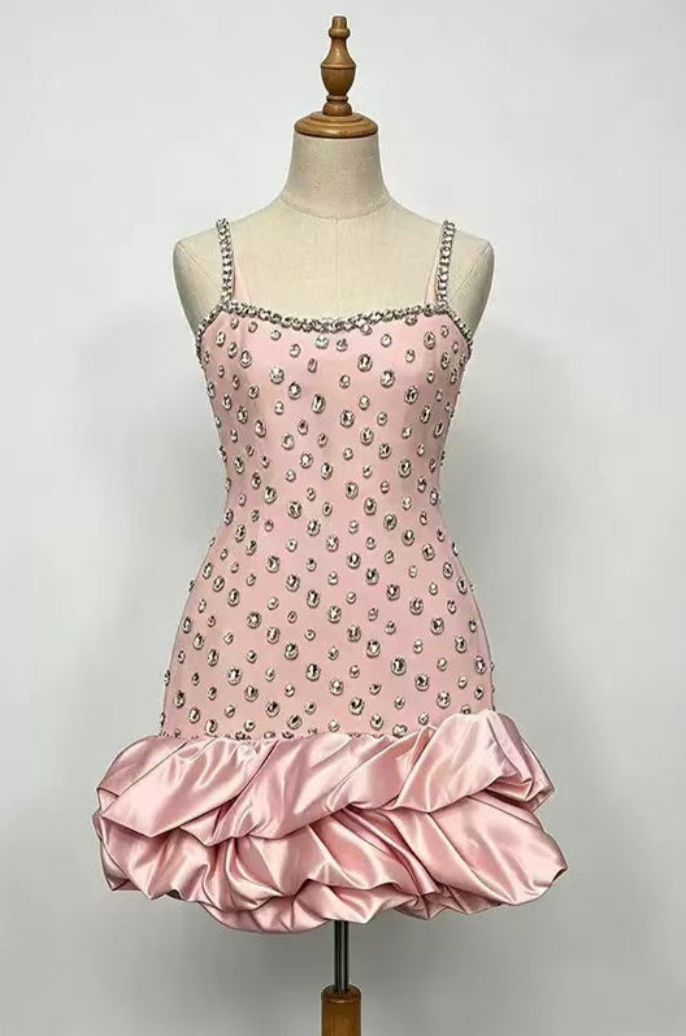 ddfdf75b1bb3e015815cef4fcb0f33d0 LIGHT PINK BODYCON BUBBLE HEM DRESS, STRUCTURED PARTY