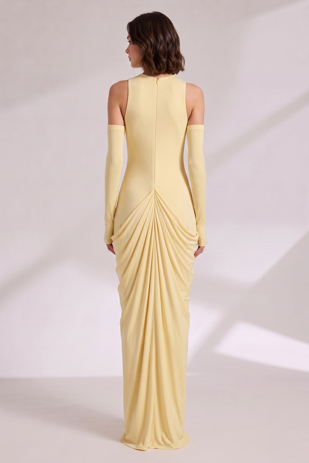 de4d151b189b1739 PALE YELLOW KEYHOLE MAXI DRESS FOR WEDDING GUEST