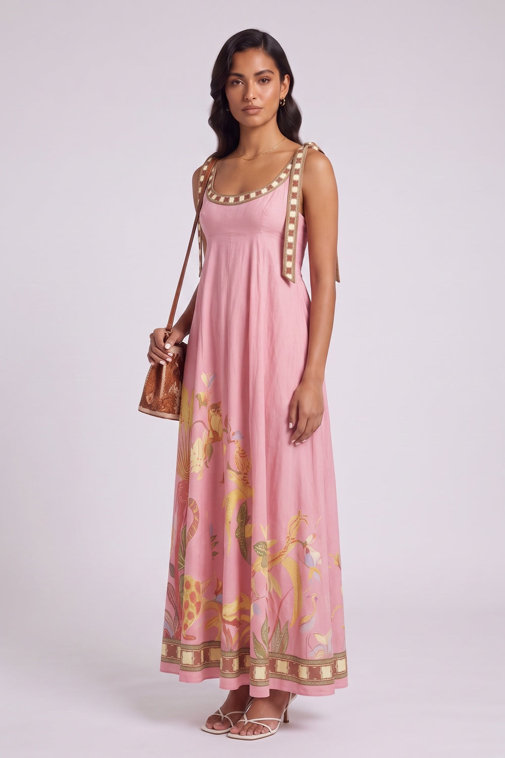TIE STRAP TROPICAL MAXI DRESS | BEACH VACATION
