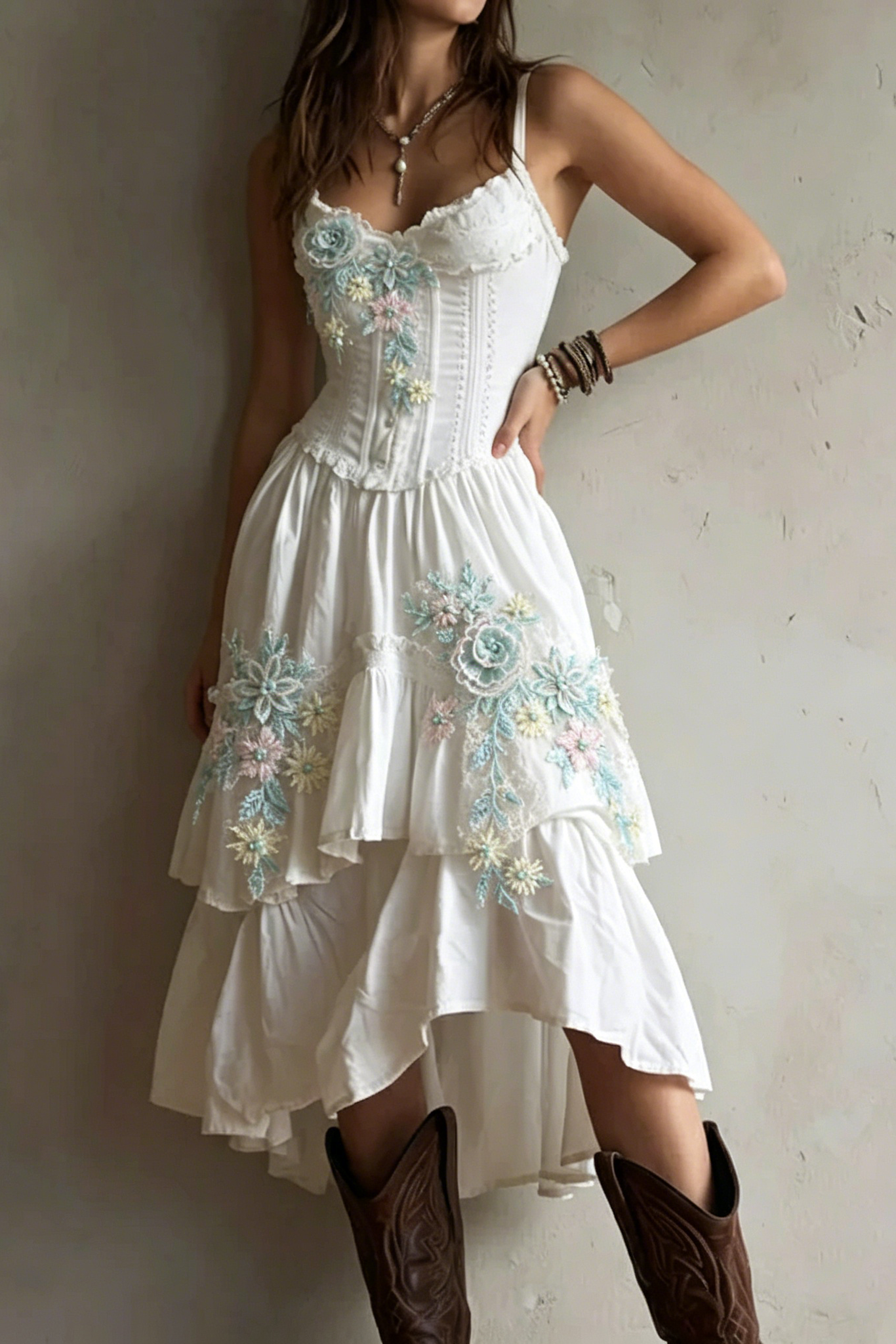 de8e13e3b7efc17b0d2cfc674cf5618d CORSET LACE TRIM TIERED MIDI DRESS FOR WEDDING GUEST