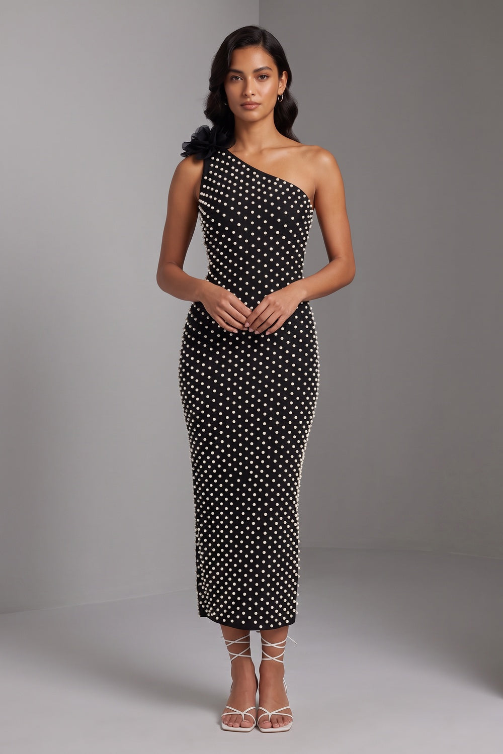 BLACK SHEATH DRESS STRETCH CREPE COCKTAIL PARTY