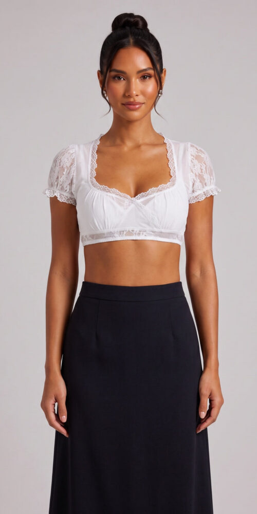 e1bfceb2c3d056b7 WHITE FLORAL LACE CROPPED DIRNDL BLOUSE