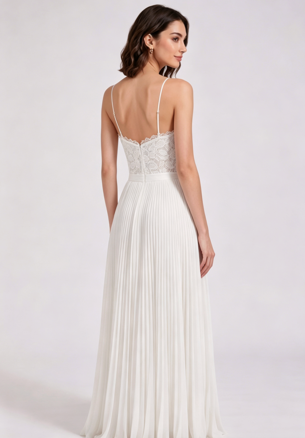WHITE LACE A-LINE MAXI DRESS FOR WEDDING GUEST