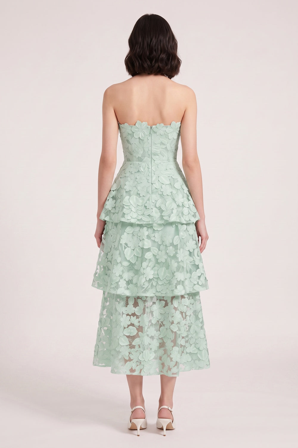 e3fc8cb65b832325 MINT GREEN 3D FLORAL LACE A-LINE TIERED WEDDING GUEST DRESS