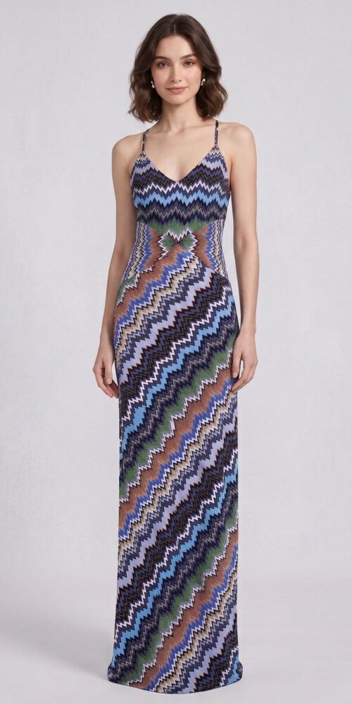 e49c84a6d18acedc BLUE CHEVRON KNIT MAXI DRESS FOR WEDDING GUEST