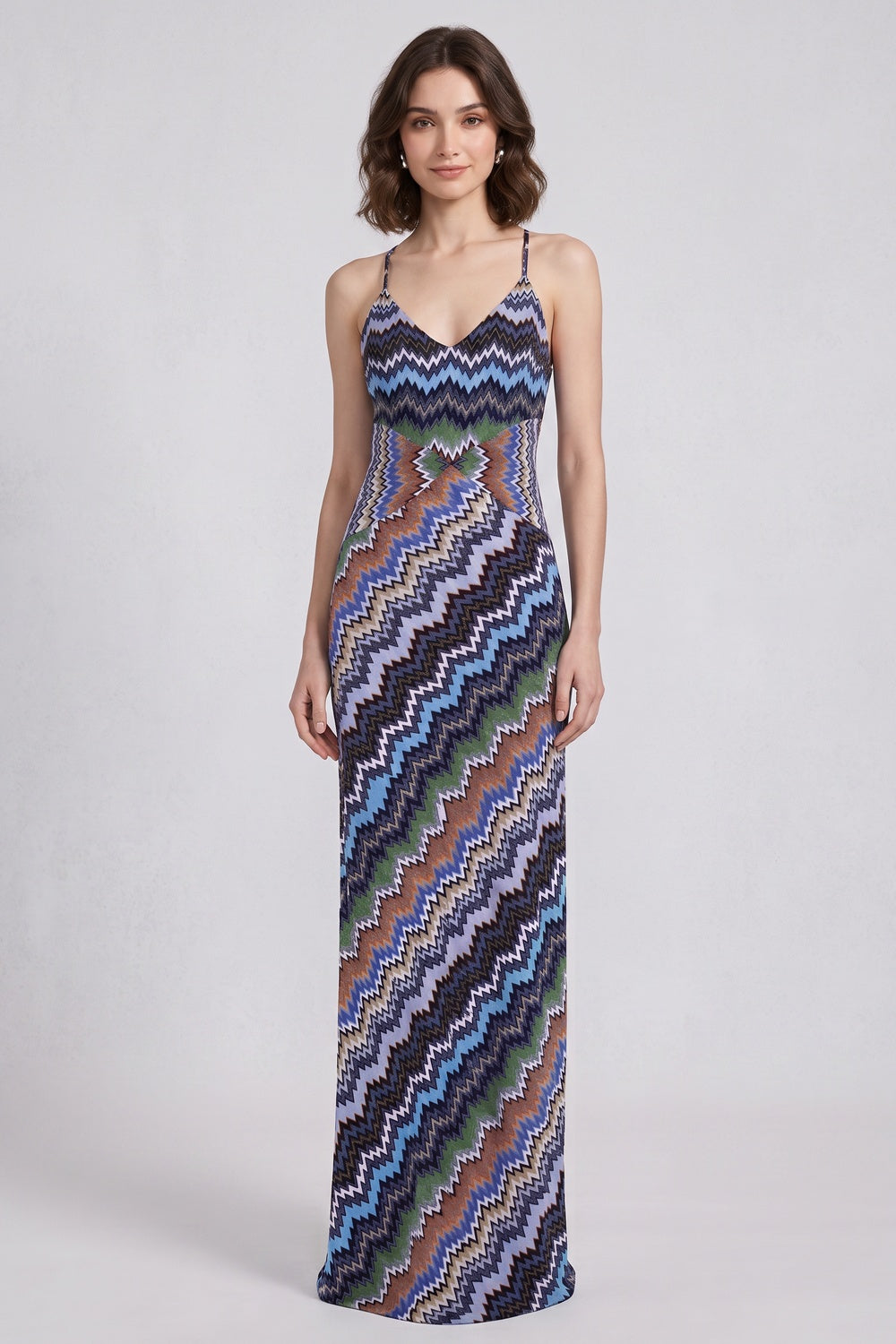 e49c84a6d18acedc BLUE CHEVRON KNIT MAXI DRESS FOR WEDDING GUEST