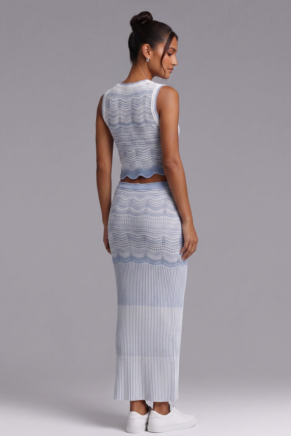 e81436d718de3ea5 WAVY-KNIT CROP TOP & MIDI SKIRT SET