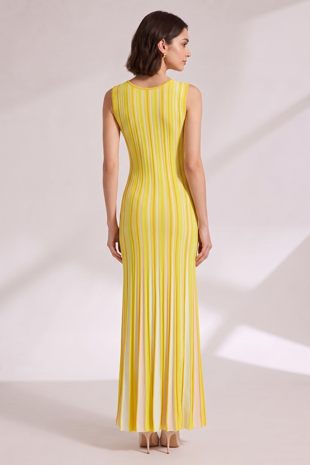 e86014b3f11177d9 YELLOW VERTICAL STRIPE MAXI DRESS FOR SUMMER