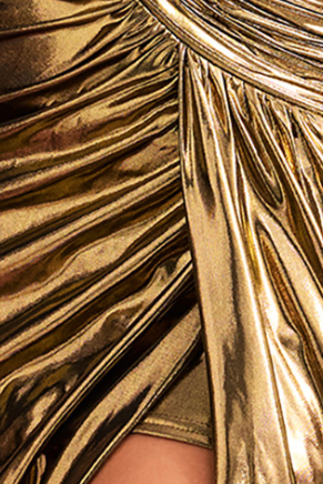 e9c645c9463e1e48c60d32513225451f GOLD ONE-SHOULDER METALLIC MAXI DRESS, EVENING