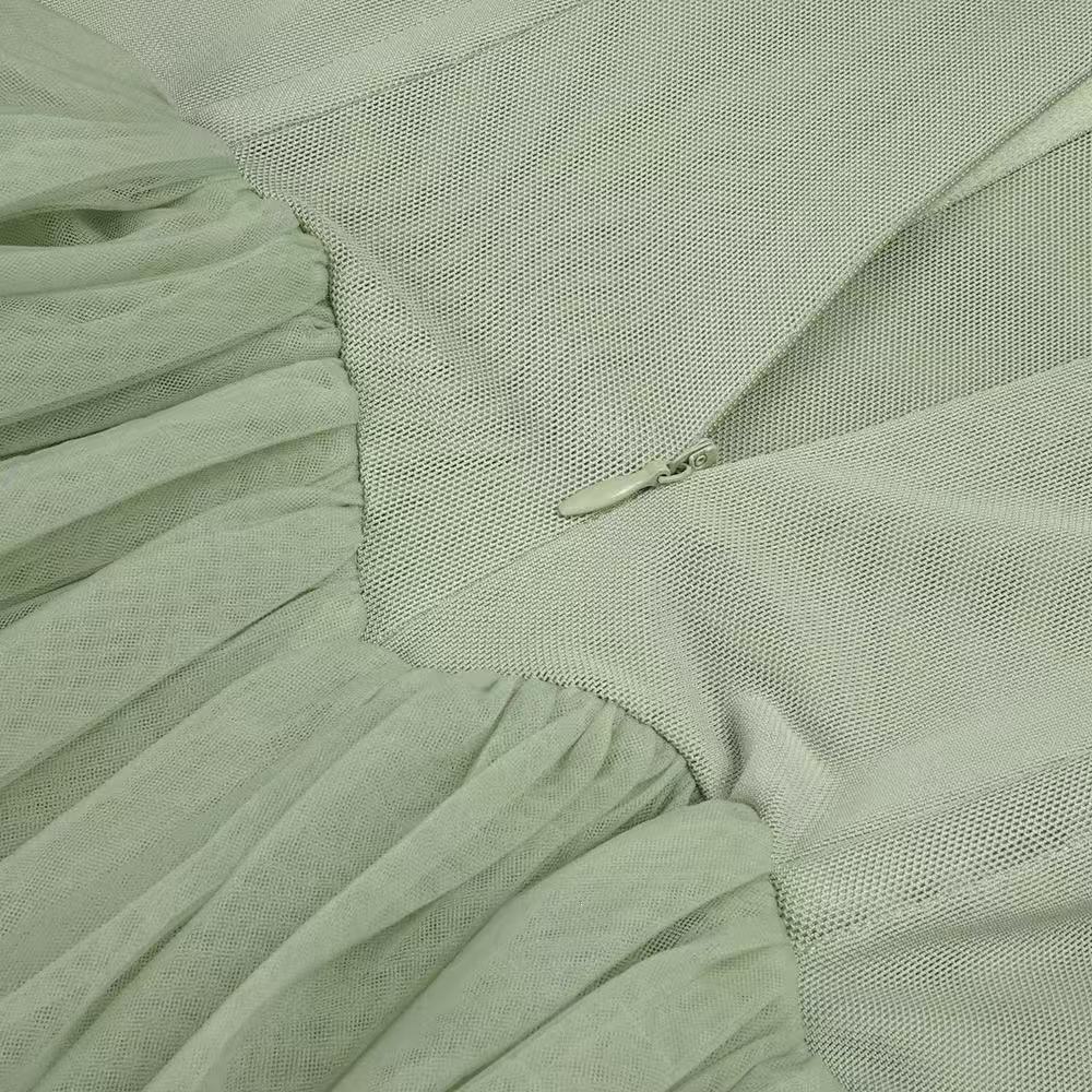 SAGE GREEN CHIFFON A-LINE FORMAL GOWN