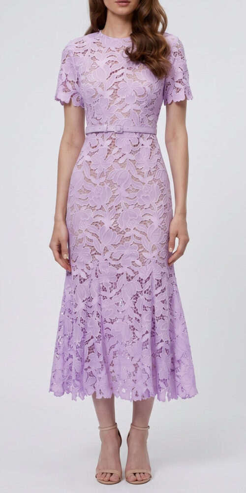 ecb3d0a535a4ad70 LILAC LACE MIDI DRESS | SHORT SLEEVE FLORAL WEDDING GUEST