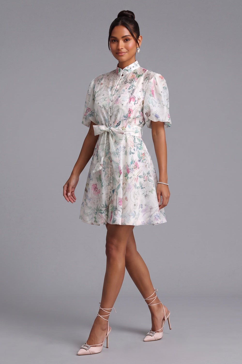 ecbff927f4fabd58 FLORAL BELTED MINI DRESS FOR WEDDING GUEST